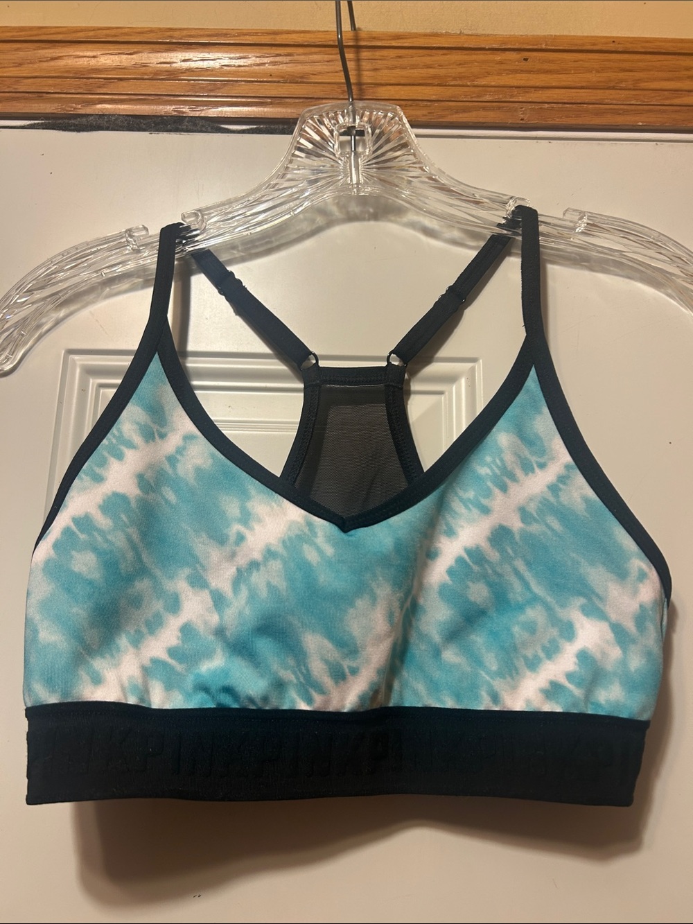 Pink Victoria’s Secret Women’s Teal Tie-Dye Sports Bra with Mesh Back‎ M